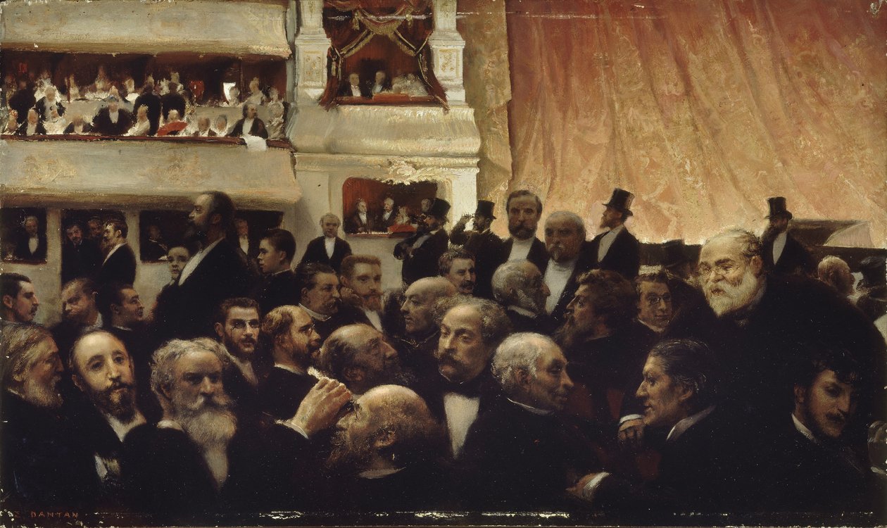 Pause af en premiere på Comédie-Française, 1885. af Edouard Joseph Dantan