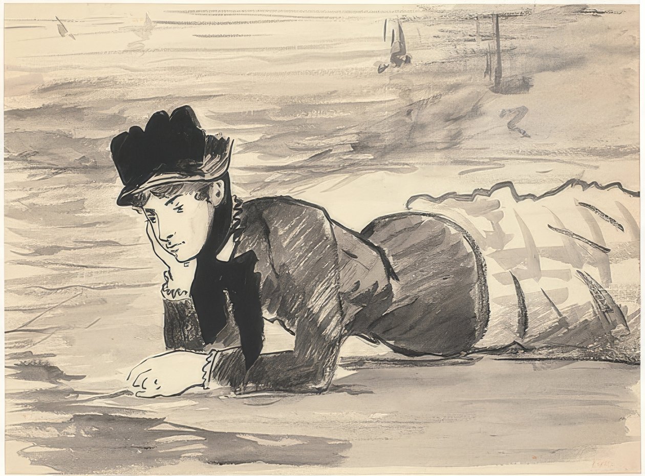 Annabel Lee på stranden. Omkring 1881 af Édouard Manet