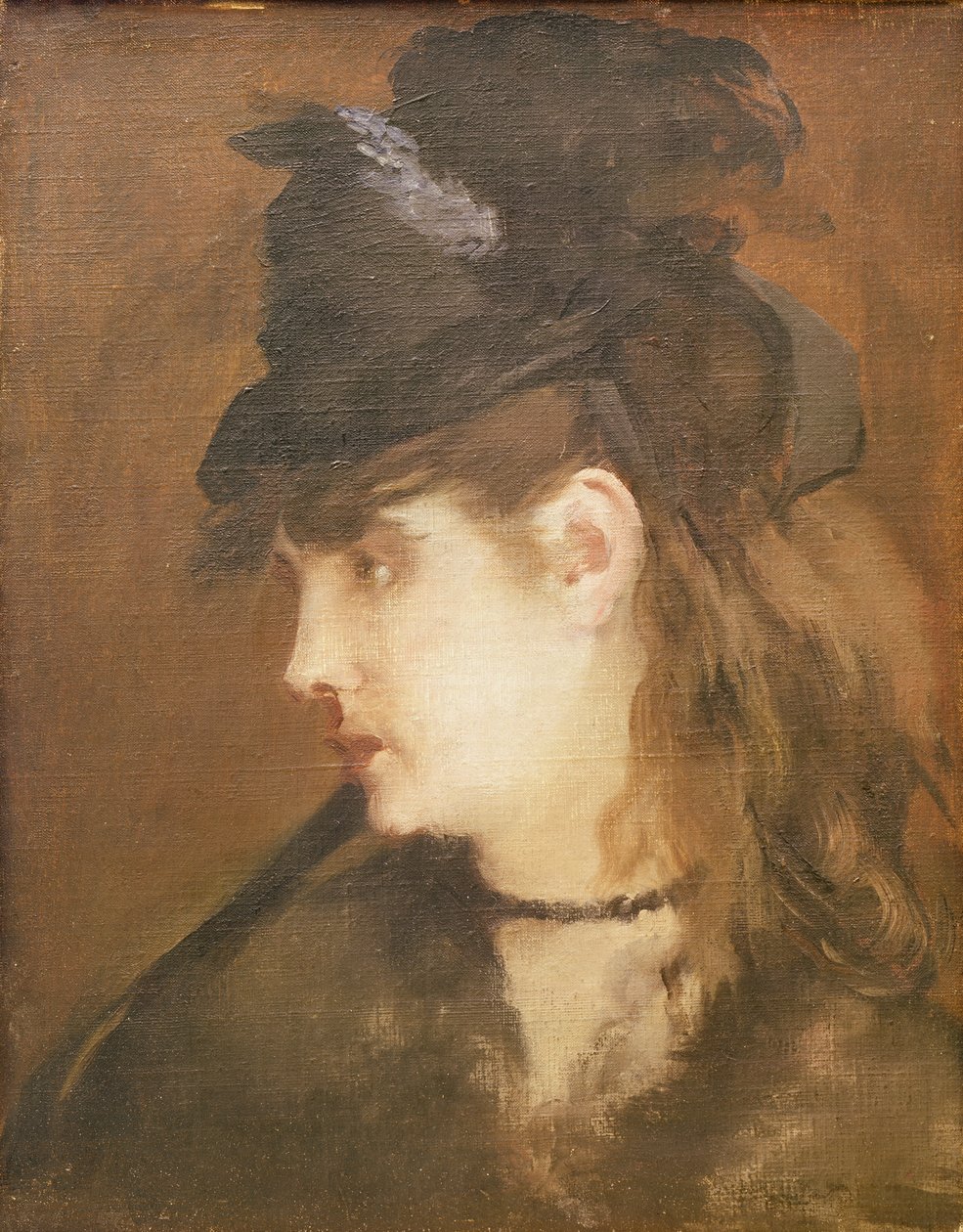 Berthe Morisot i en sort hat af Édouard Manet