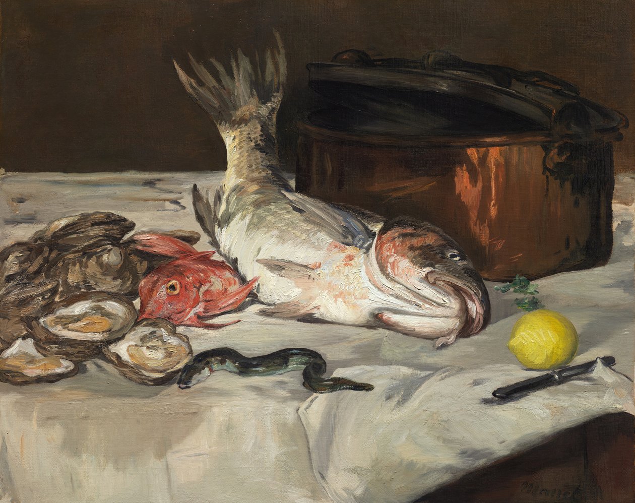 Fiskestilleben, 1864. af Édouard Manet