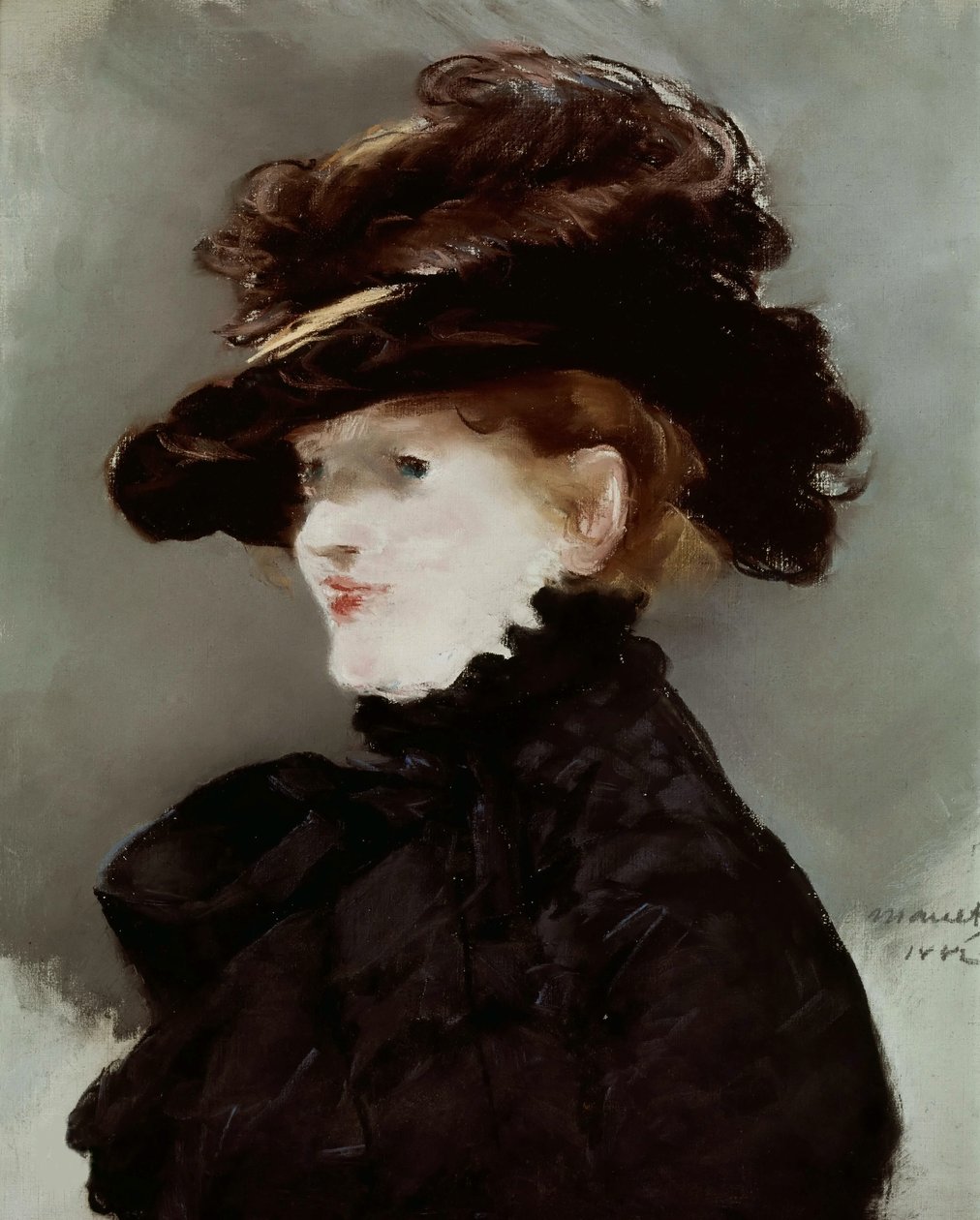 Méry Laurent i en sort hat, 1882. af Édouard Manet