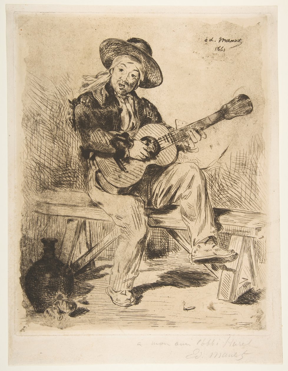 Den spanske sanger Le Guitarrero, 1861-62. af Édouard Manet