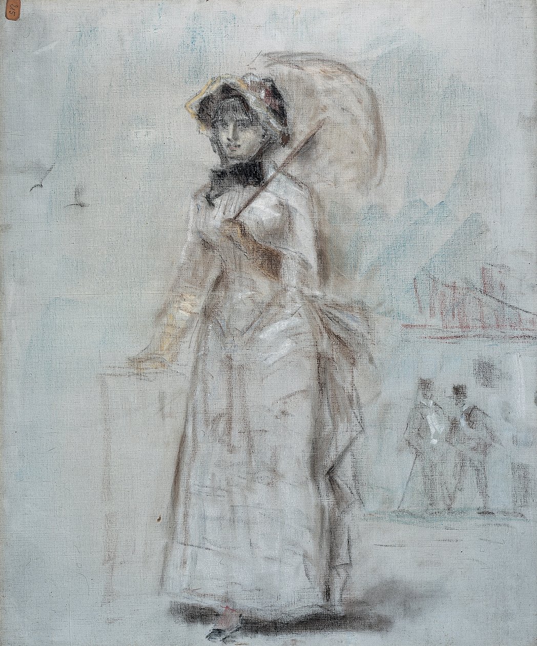 Kvinde, der går med en åben paraply, 1880 af Édouard Manet