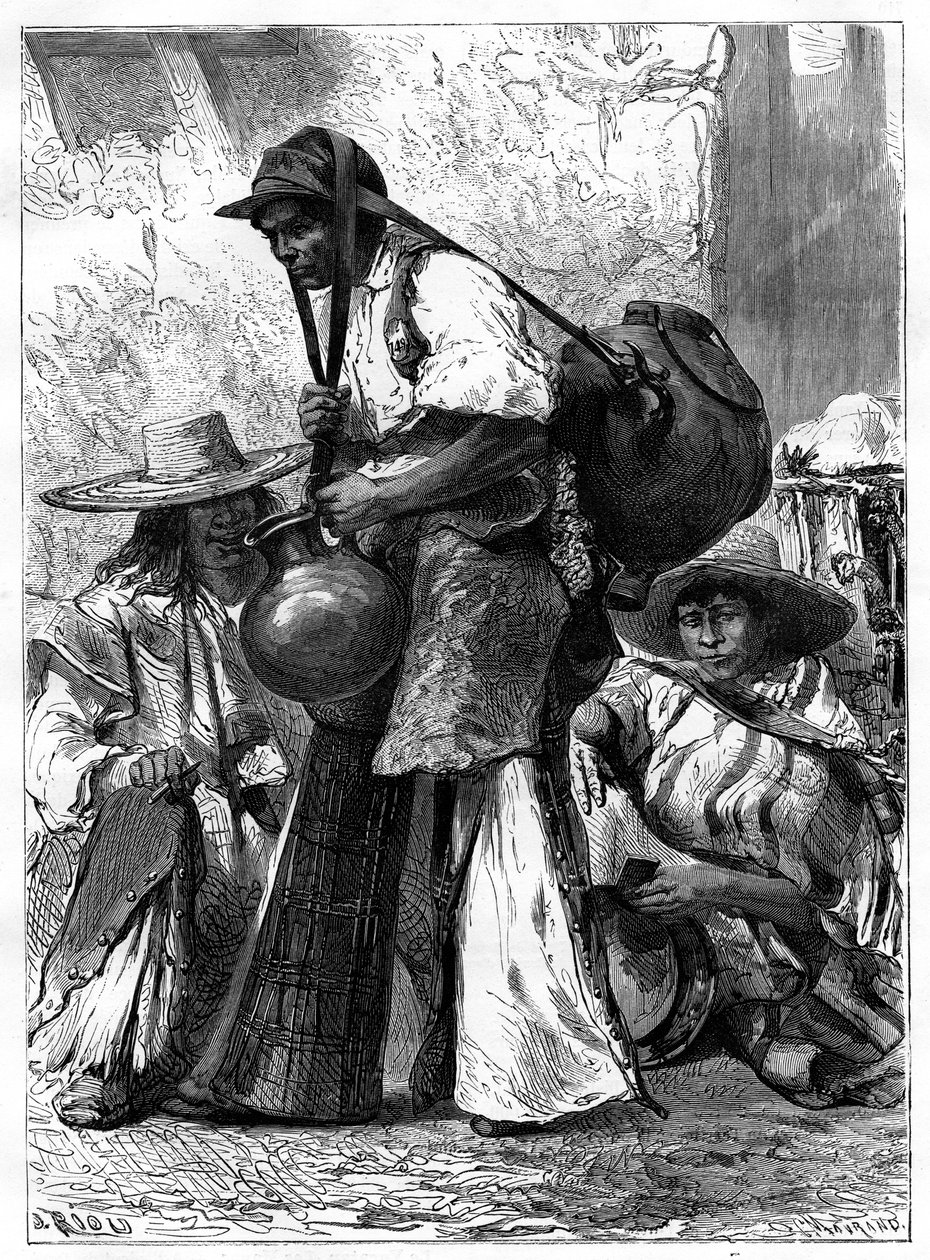 Vandsælger, Mexico, 1800-tallet af Edouard Riou