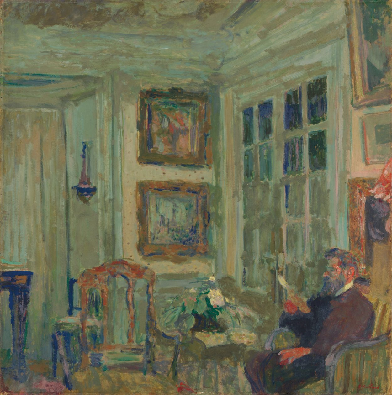 Arthur Fontaine læsning; Arthur Fontaine læsning, 1904 af Edouard Vuillard