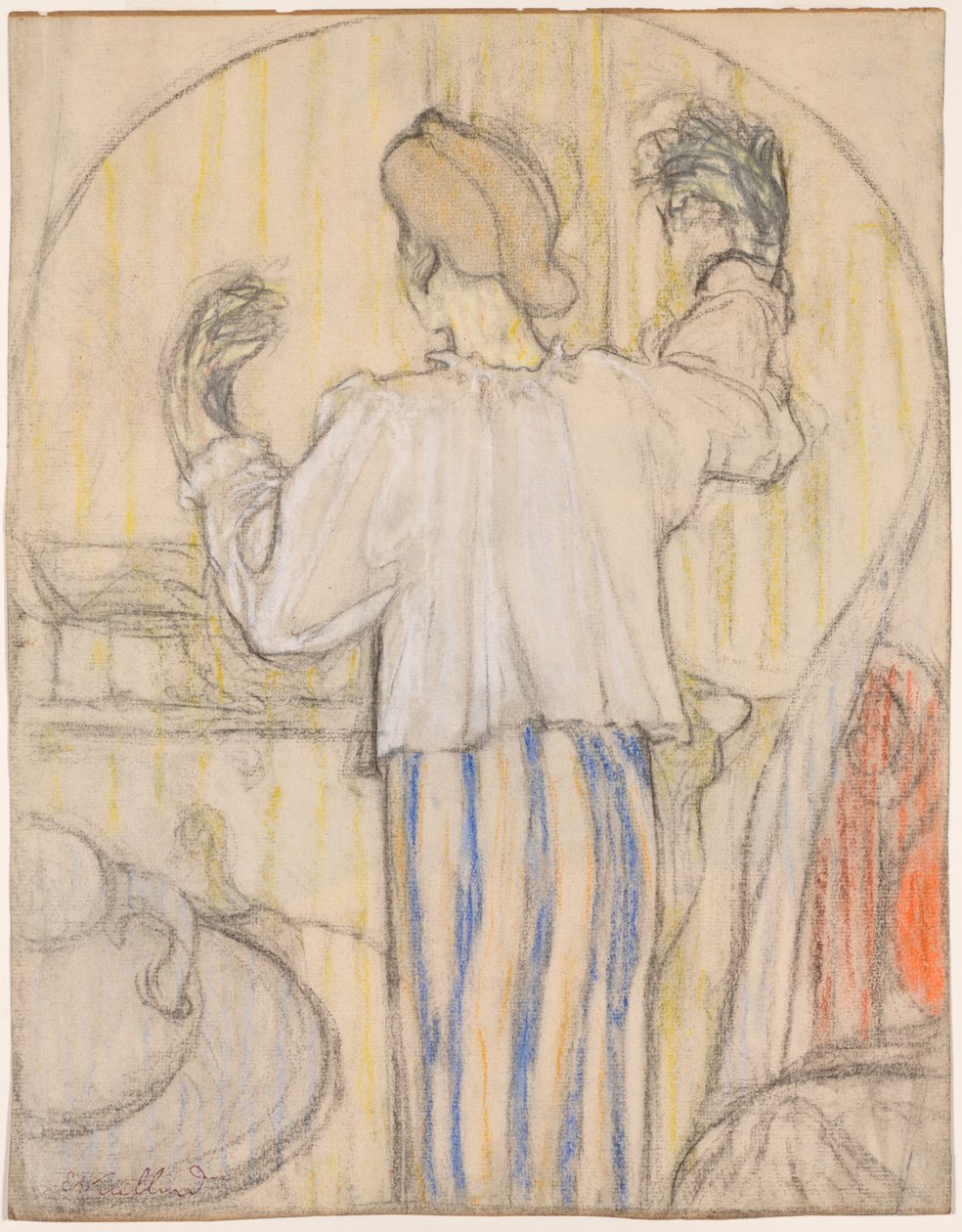 Foran spejlet (foran) af Edouard Vuillard