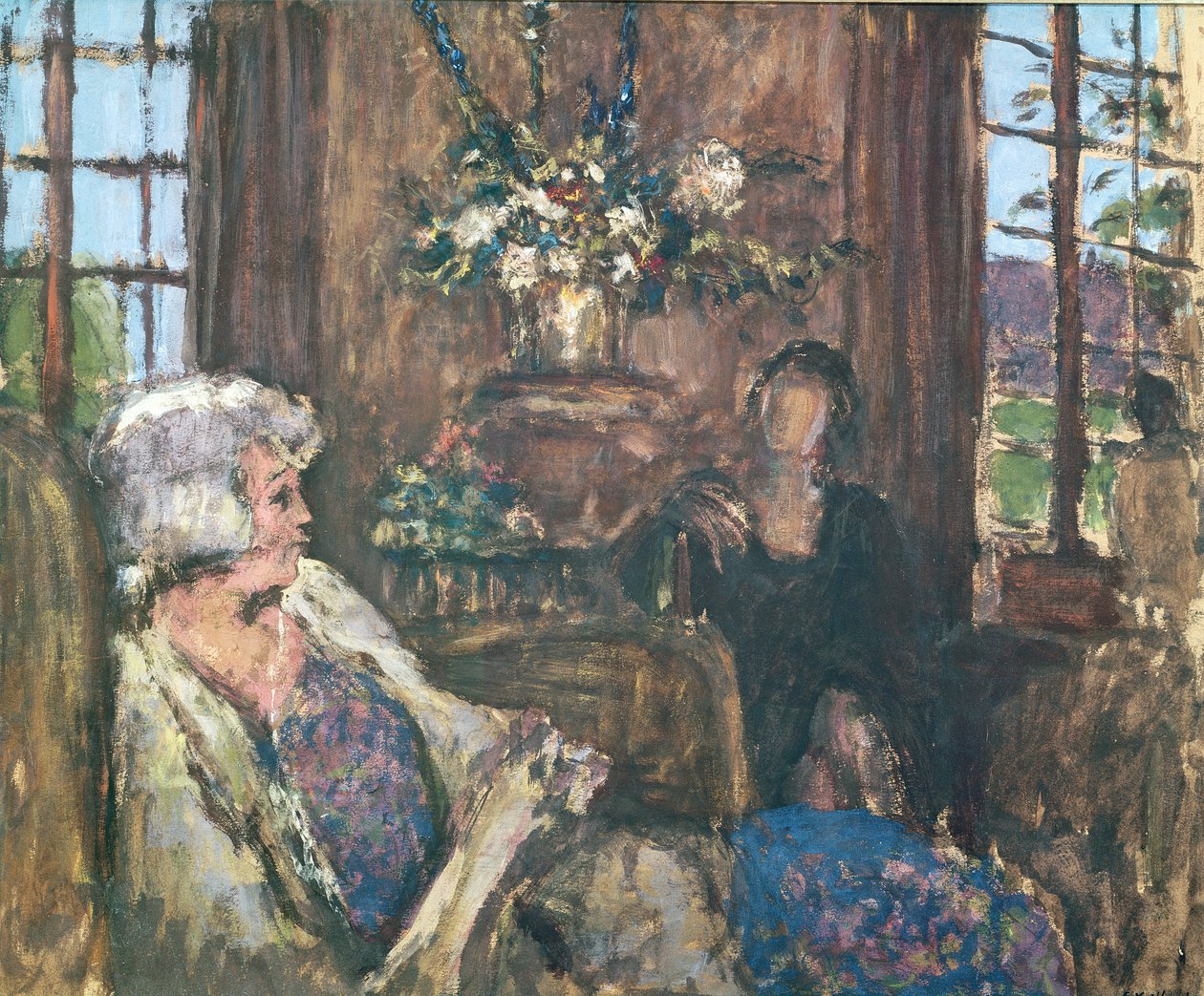 Interiør (gouache) af Edouard Vuillard