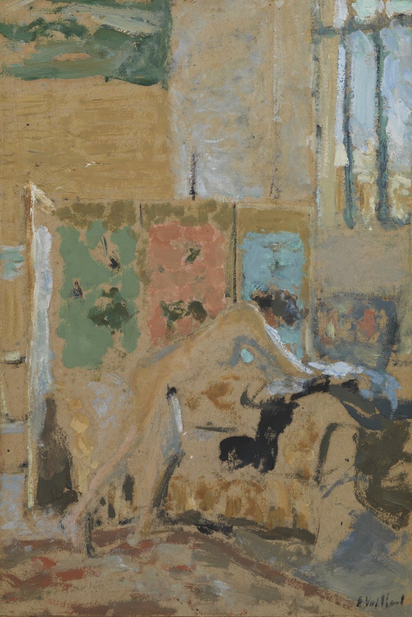 Interiør med skærm, 1909-10 af Edouard Vuillard