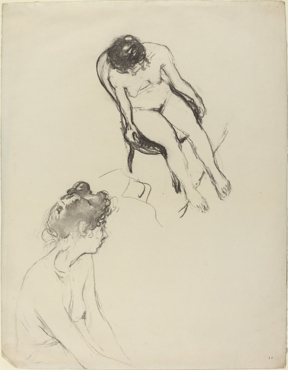 To nøgenfigurstudier, muligvis 19001905. af Edouard Vuillard