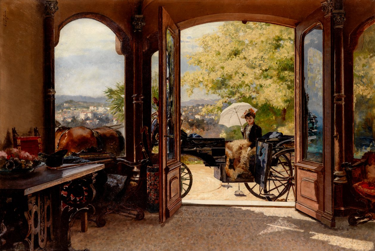 The Visit (En visite) (olie på lærred) af Eduardo Tofano