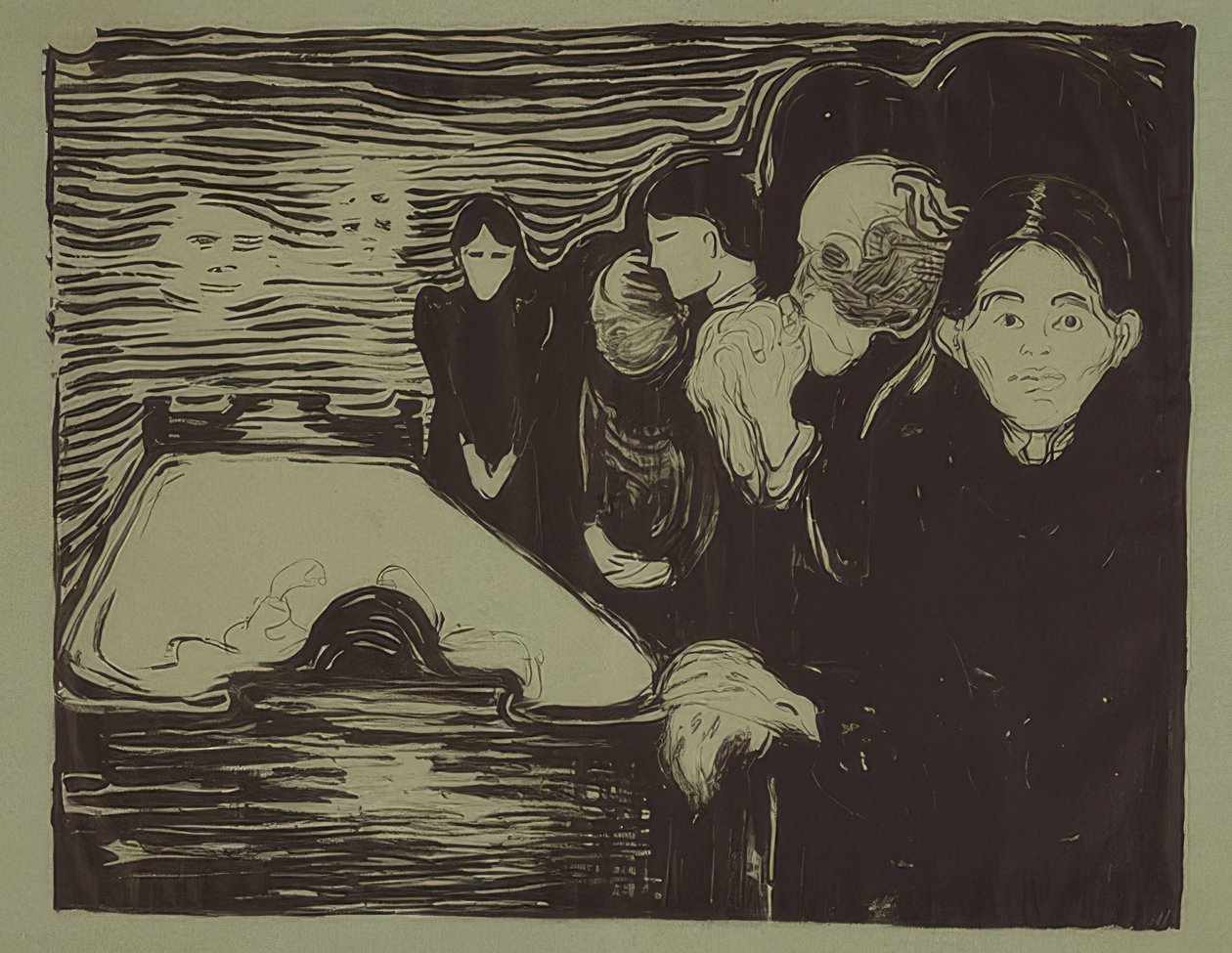 Ved dødslejet. 1896 af Edvard Munch