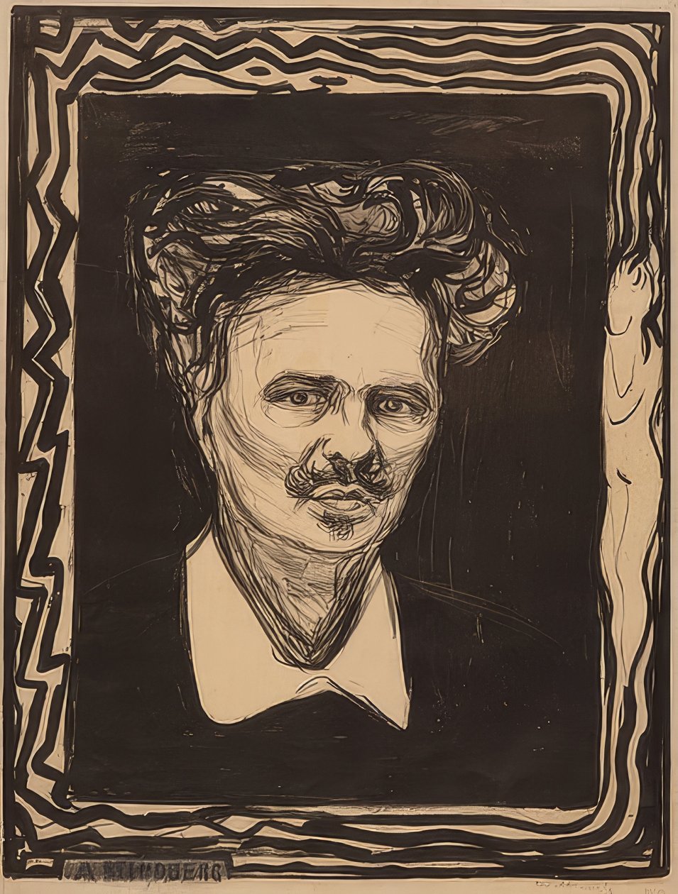 August Strindberg. 1896 af Edvard Munch