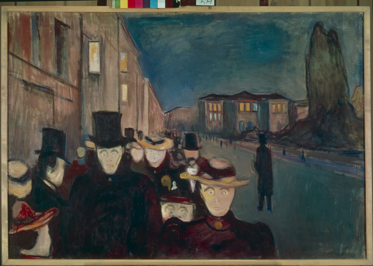 Aften på Karl Johan af Edvard Munch