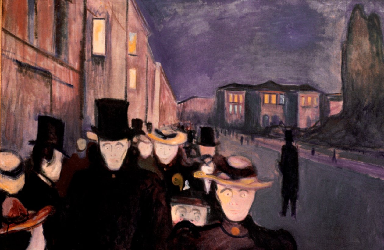 Aften på Karl Johan, 1892 af Edvard Munch