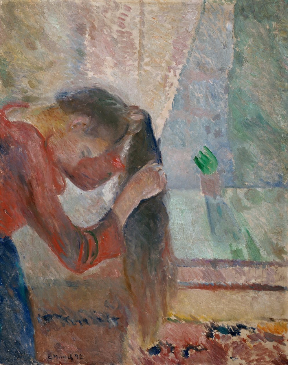 Pige kæmmer sit hår af Edvard Munch