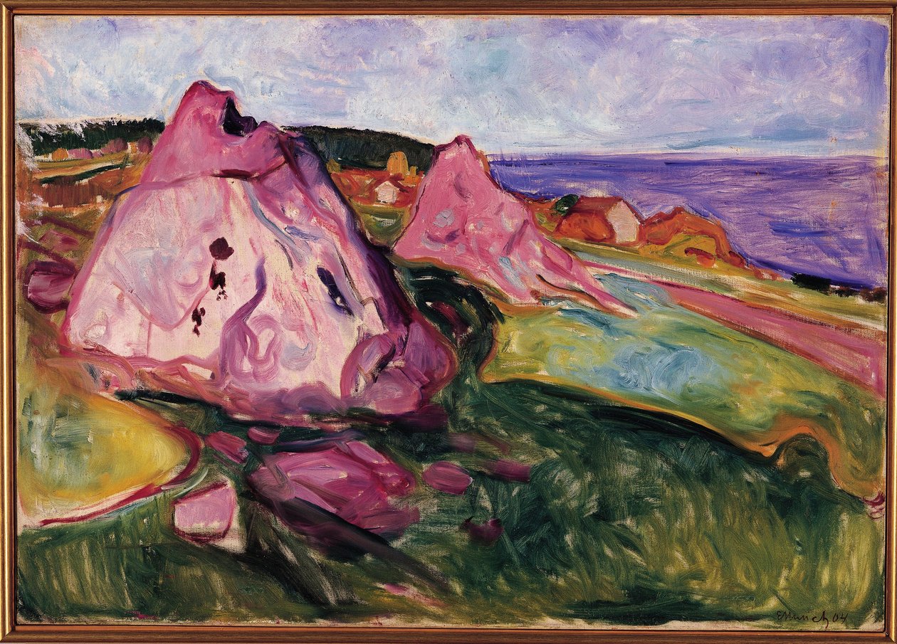Landskab, violette klipper af Edvard Munch