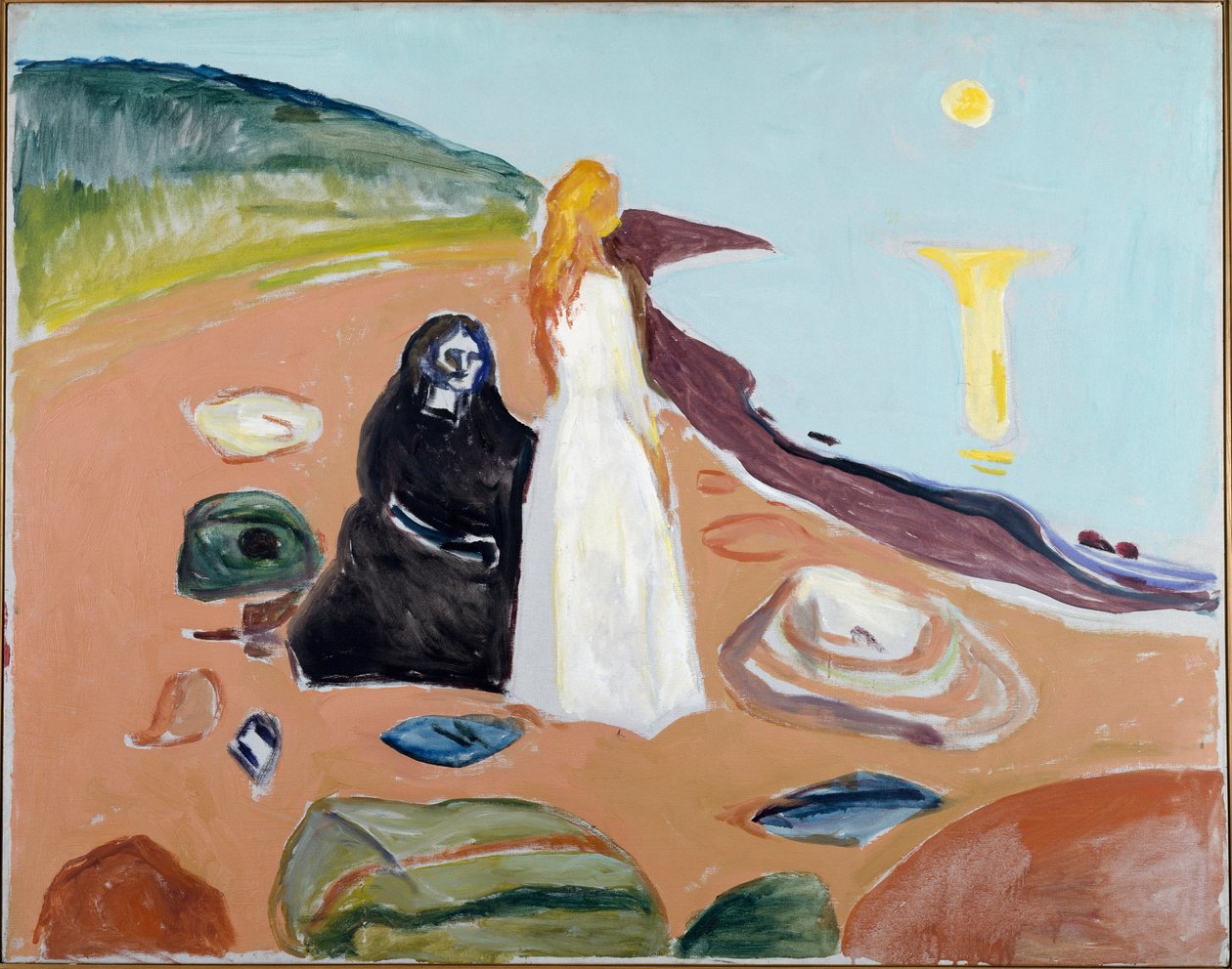 To kvinder på stranden (maleri, ca. 1935) af Edvard Munch