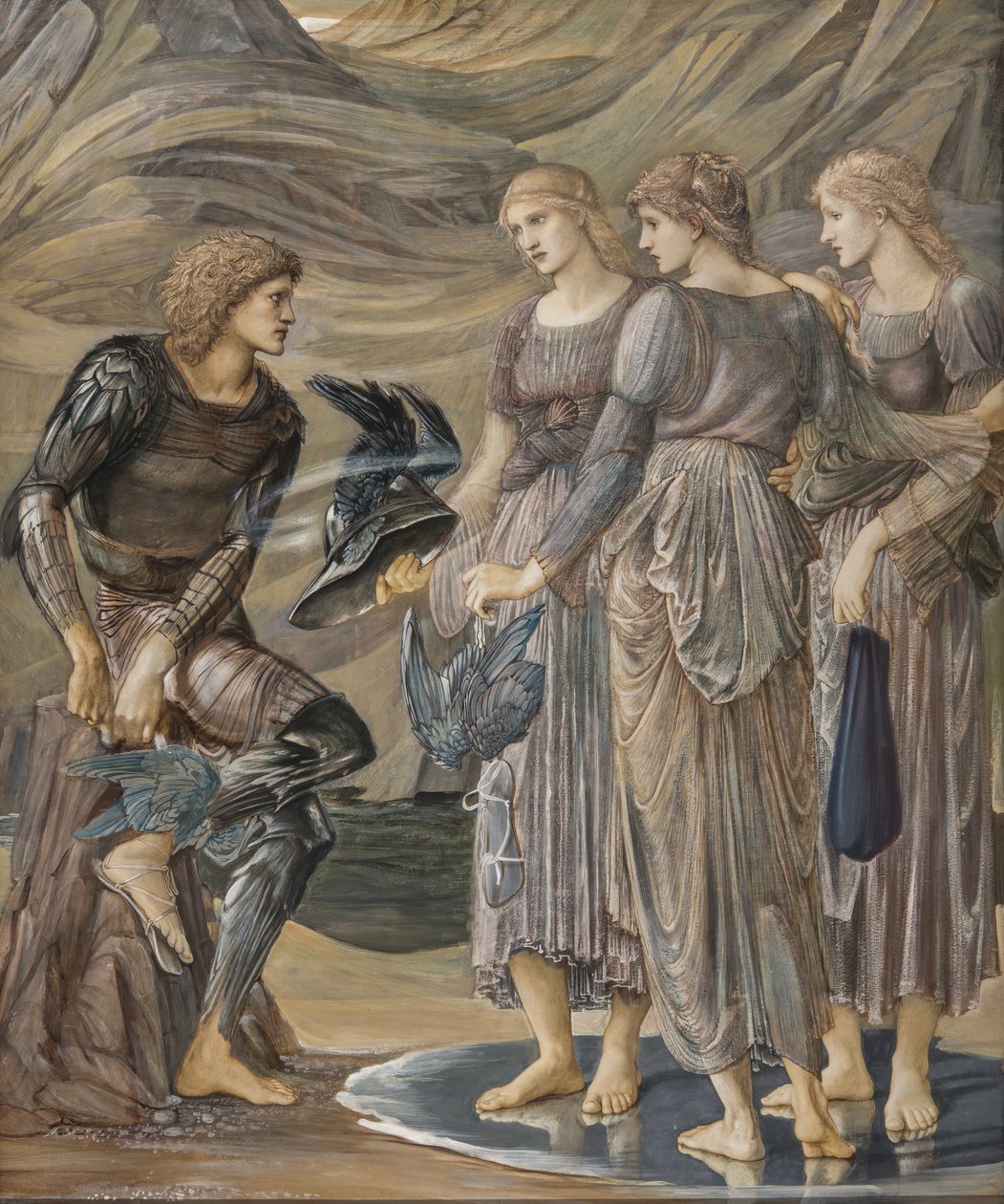 Perseus og havets nymfer, ca. 1876 (gouache) af Edward Burne Jones