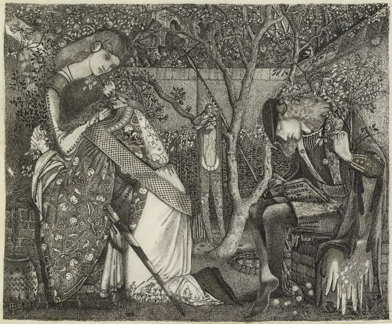 Ridderens afsked, 1858 (pen og blæk på papir) af Edward Burne Jones