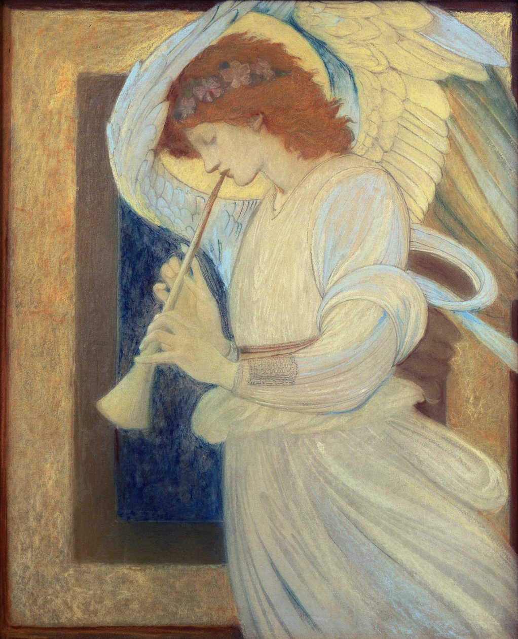En engel, der spiller på en flageolet af Edward Burne Jones