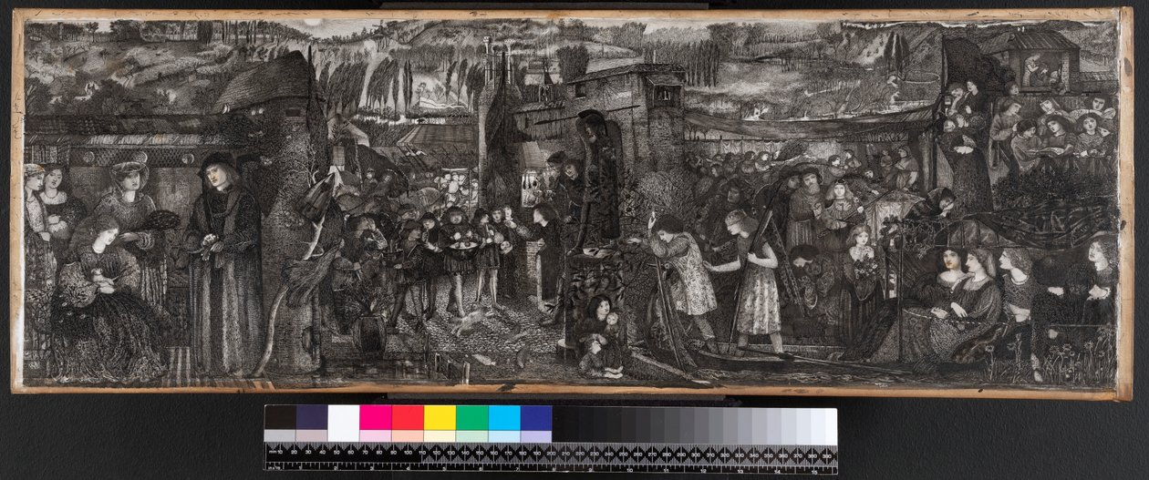 Buondelmontes bryllup, 1859 (blæk og vask på vellum) af Edward Burne Jones