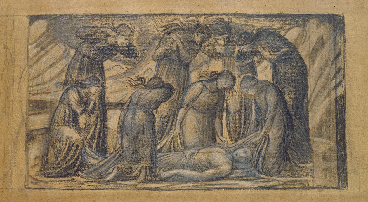 The Death of Orpheus (blyant og kridt på papir) af Edward Burne Jones