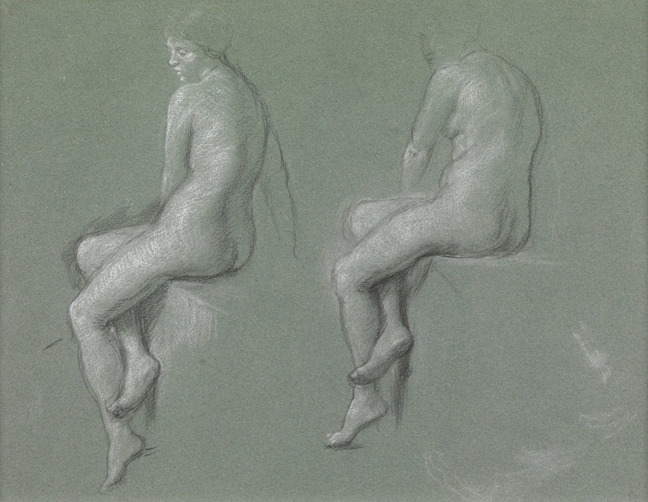 Studier af nøgen (blyant og kridt på papir) af Edward John Poynter