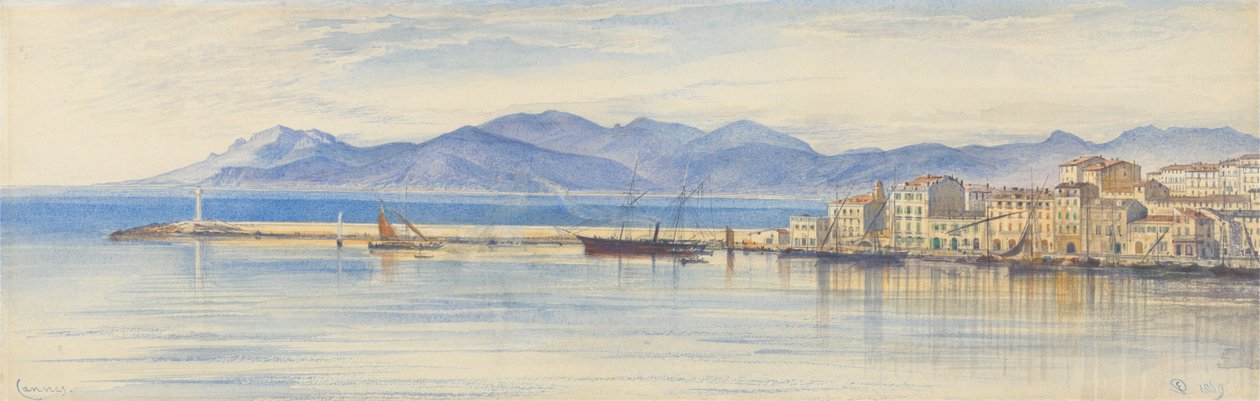Udsigt over havnen i Cannes af Edward Lear