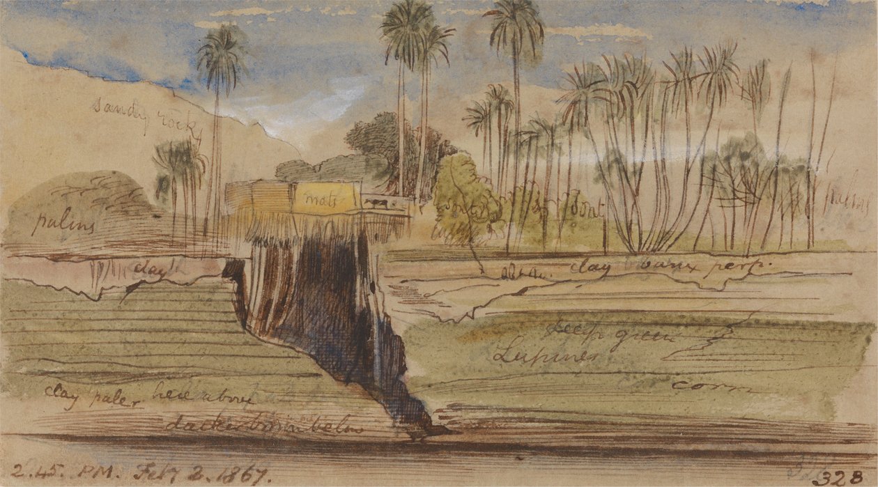Mellem Ibreem og Wady Halfeh, kl. 1445, 2. februar 1867 (328) af Edward Lear