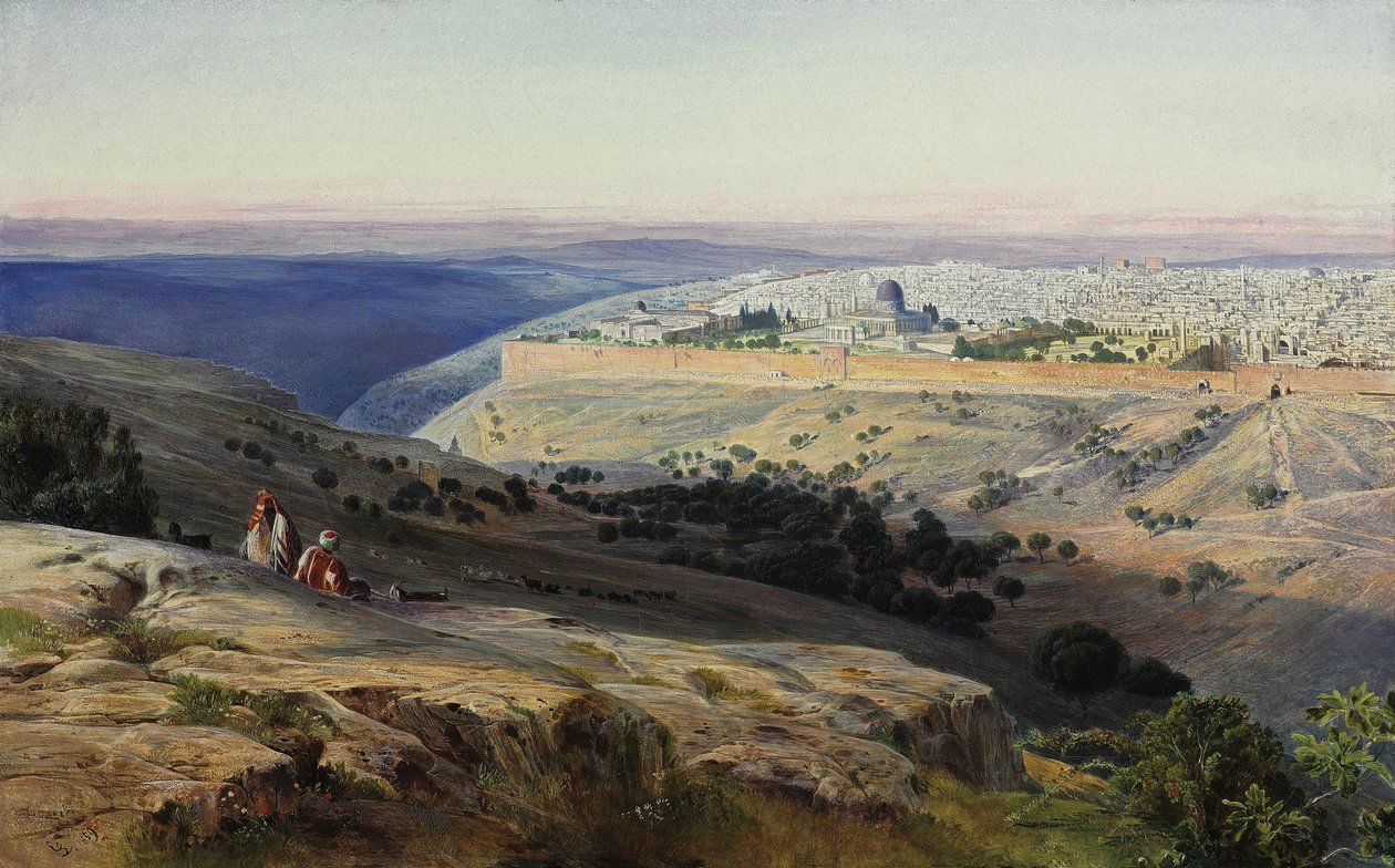 Jerusalem fra Oliebjerget, Solopgang af Edward Lear