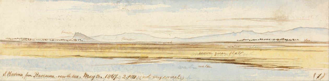 San Marino fra Ravenna af Edward Lear