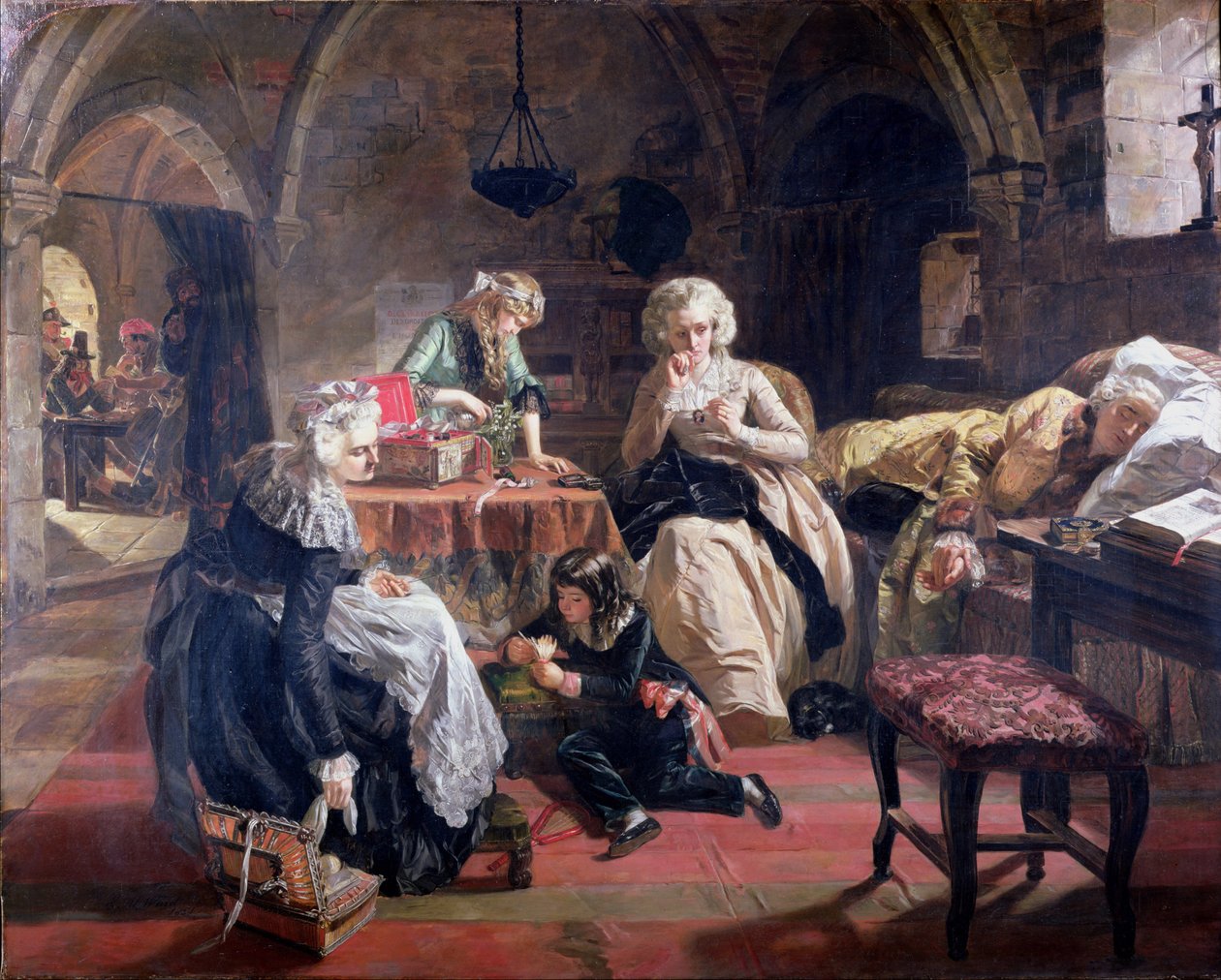 Den kongelige familie i Frankrig i templets fængsel i 1792, 1851 af Edward Matthew Ward