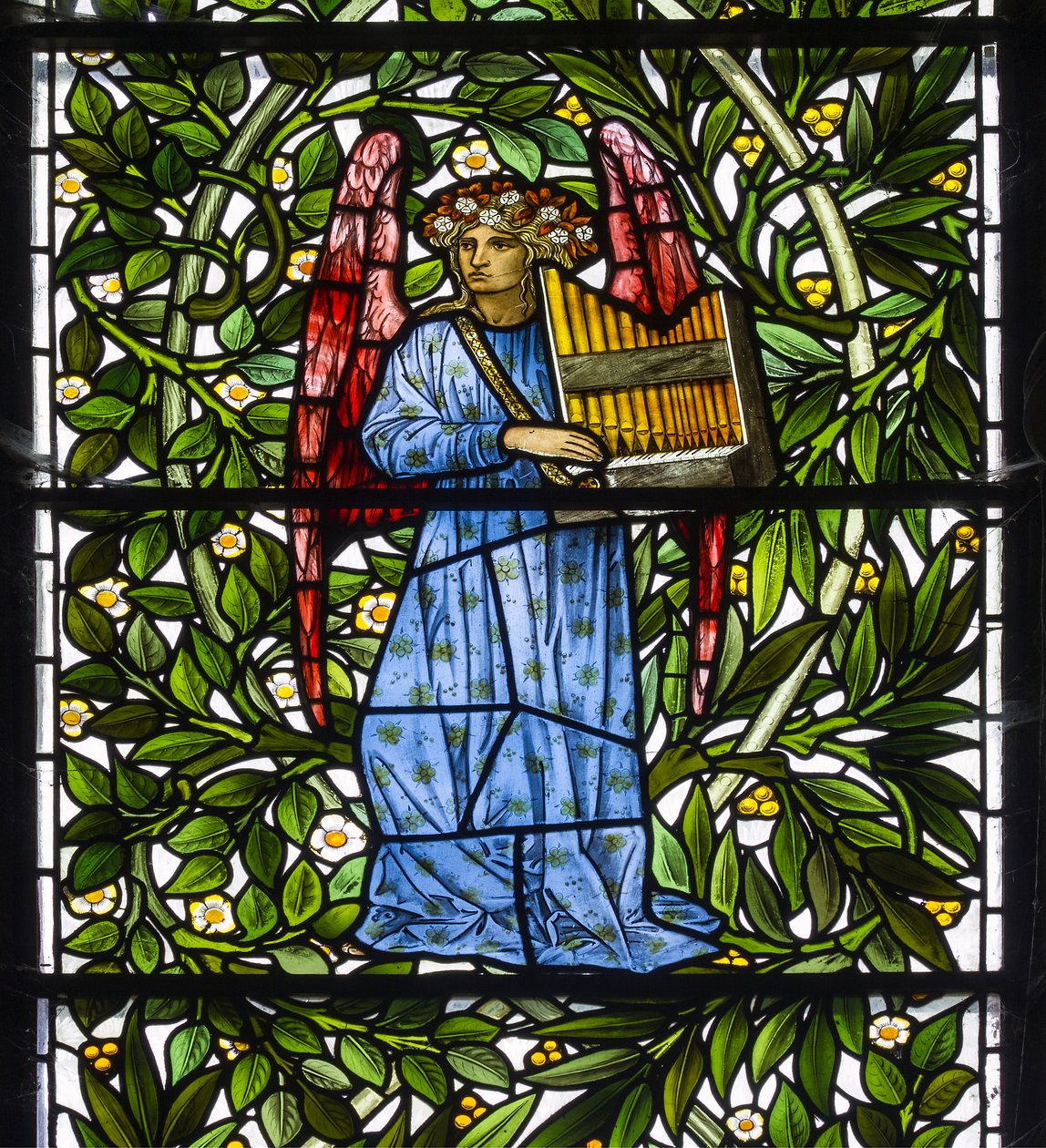Nun Monkton, St Mary, Morris Marshall & Faulkner & Co, William Morris, Edward Burne-Jones, englemusiker, 1873 af Edward and Morris Burne Jones