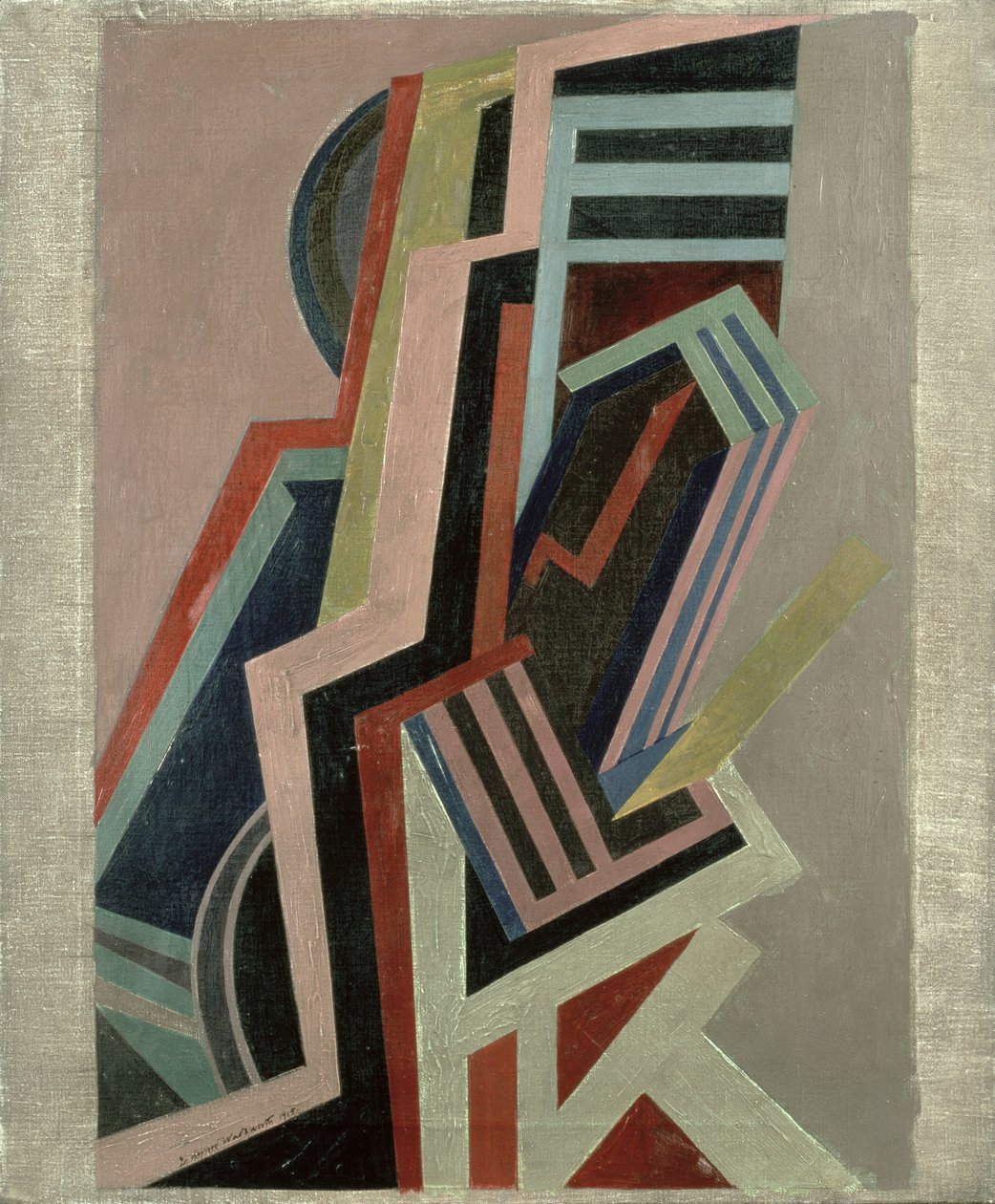 Abstrakt komposition (olie på lærred) af Edward Alexander Wadsworth