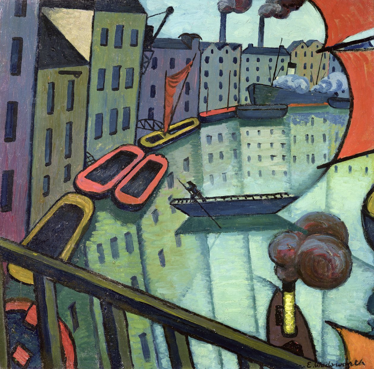 Rotherhithe (olie på lærred) af Edward Alexander Wadsworth
