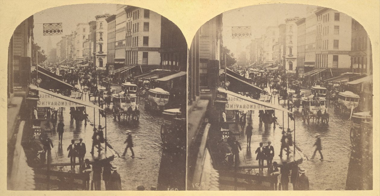 Broadway på en regnvejrsdag, 1859. af Edward Anthony
