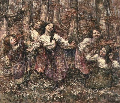 februar Jomfruer af Edward Atkinson Hornel