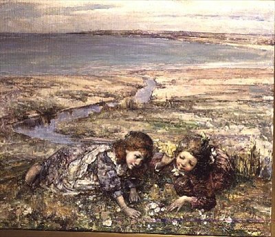 To piger på en strand af Edward Atkinson Hornel