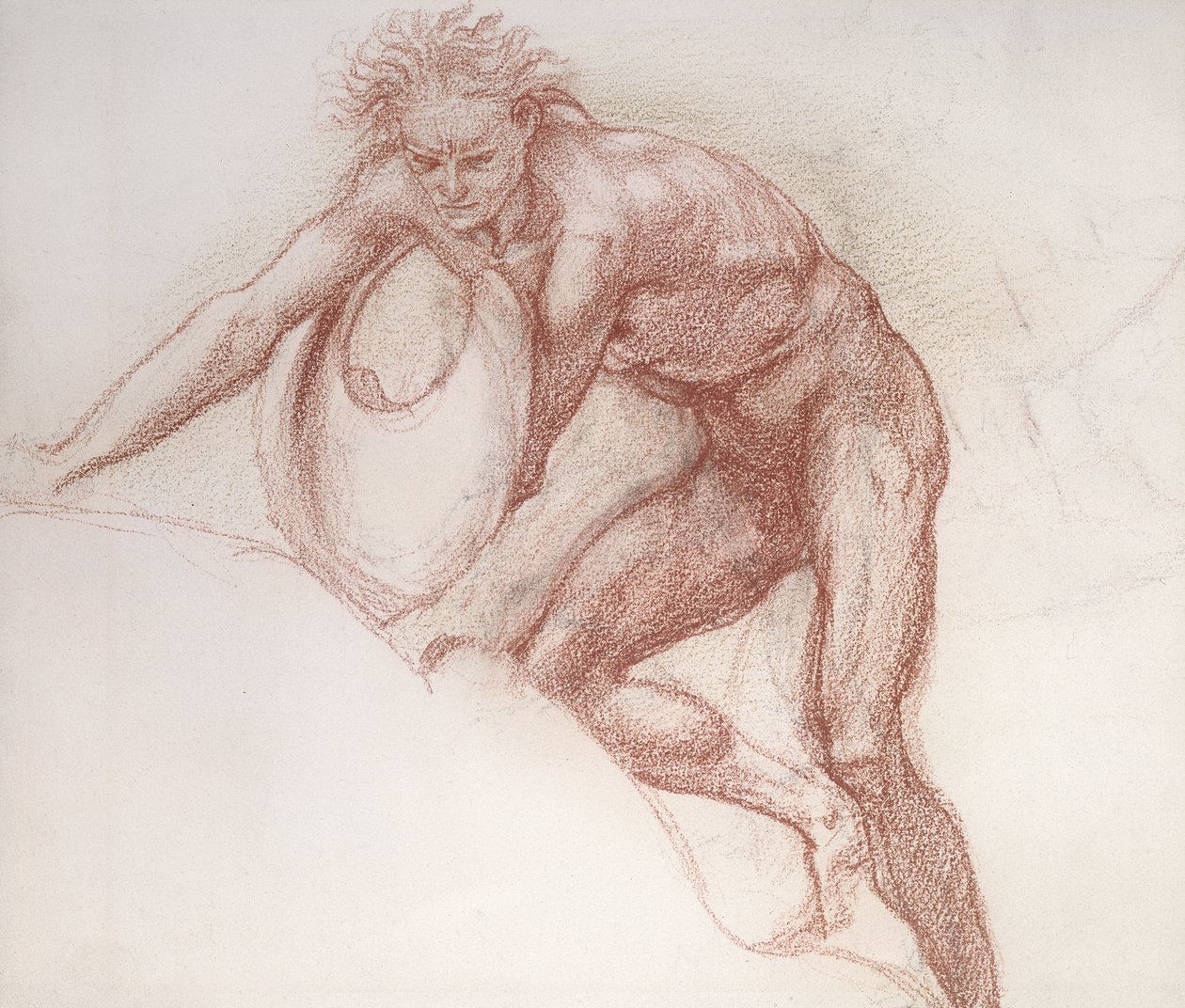 Nøgen mand, studie for Hercules af Edward Burne Jones