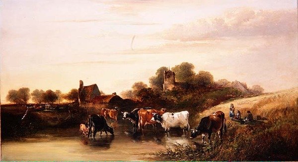 The Watering Place, scene i Devonshire af Edward Charles Williams