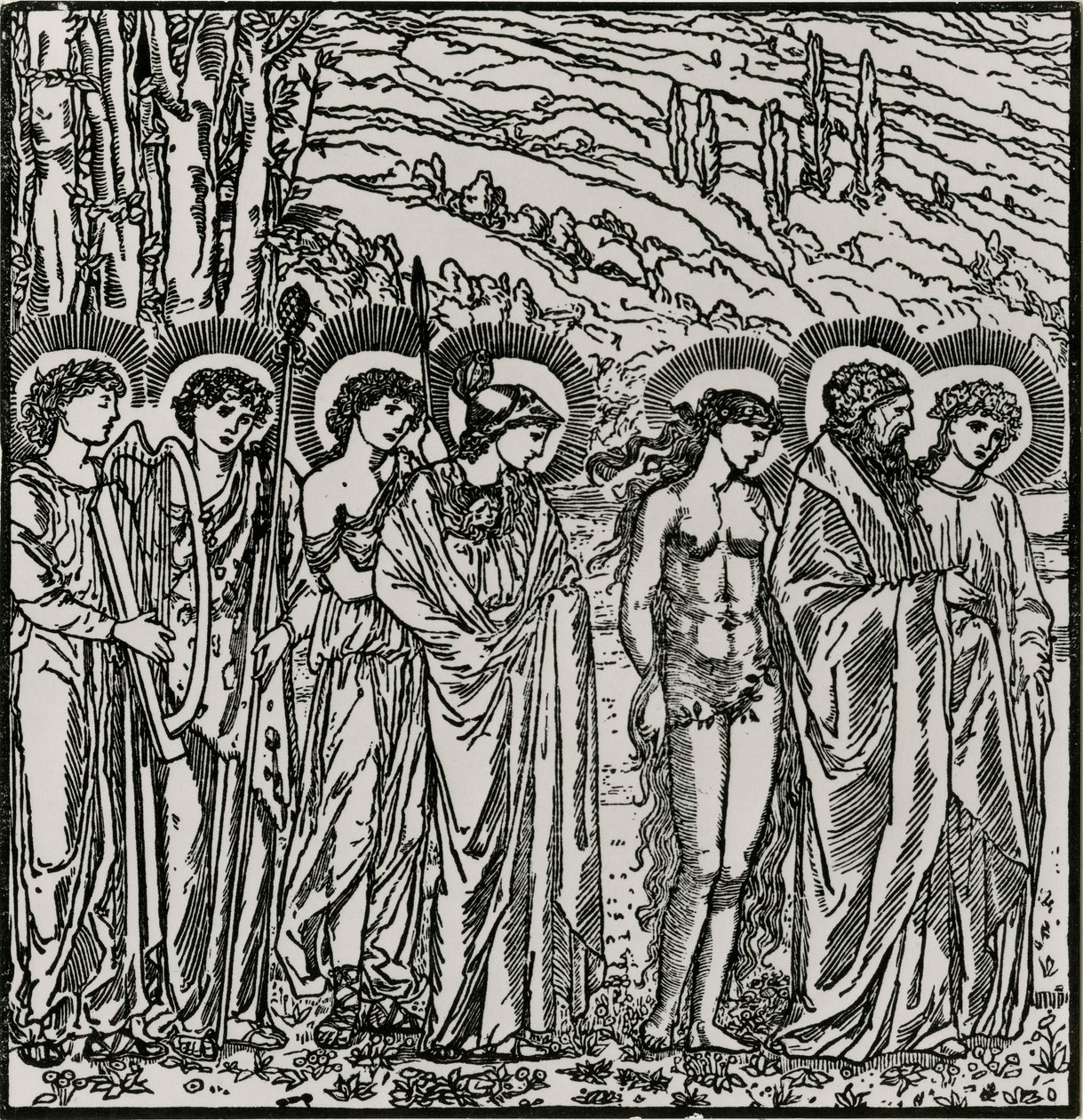 Indgang blandt guderne af Edward Coley (after) Burne Jones