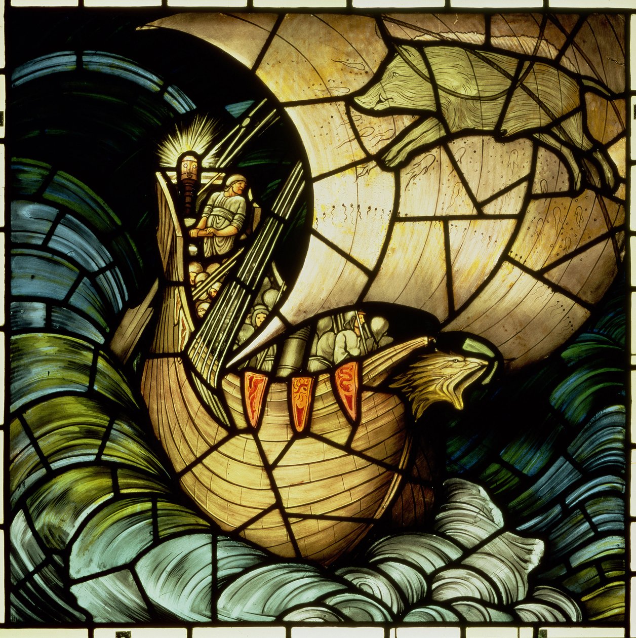 Vikingeskib (farvet glas) af Edward Coley Burne Jones