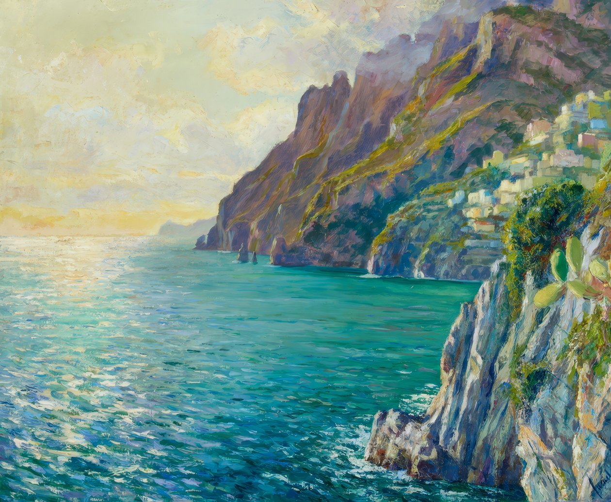 Aftenstemning i Positano af Edward Cucuel