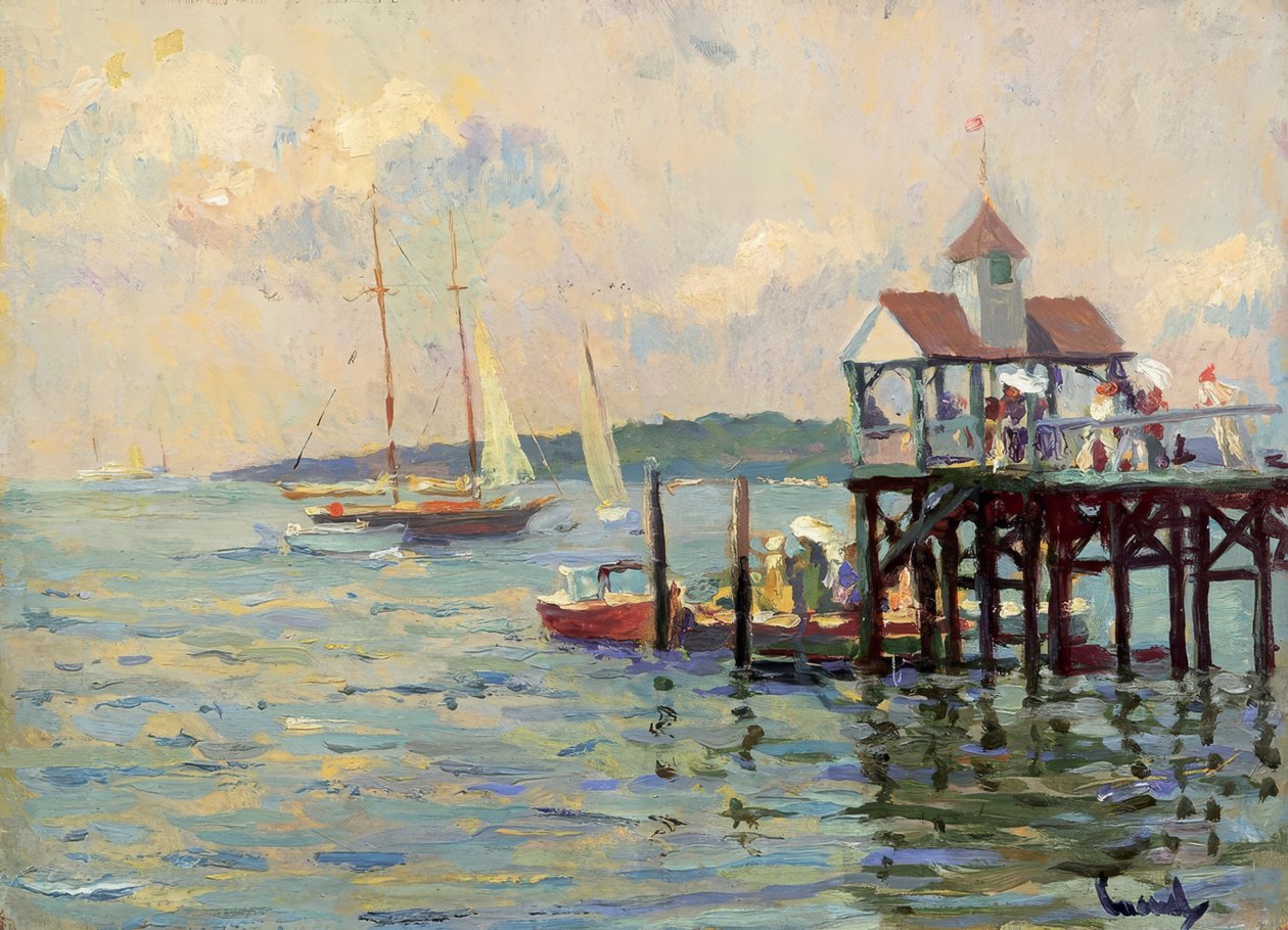 Anløbsbro på søen af Edward Cucuel