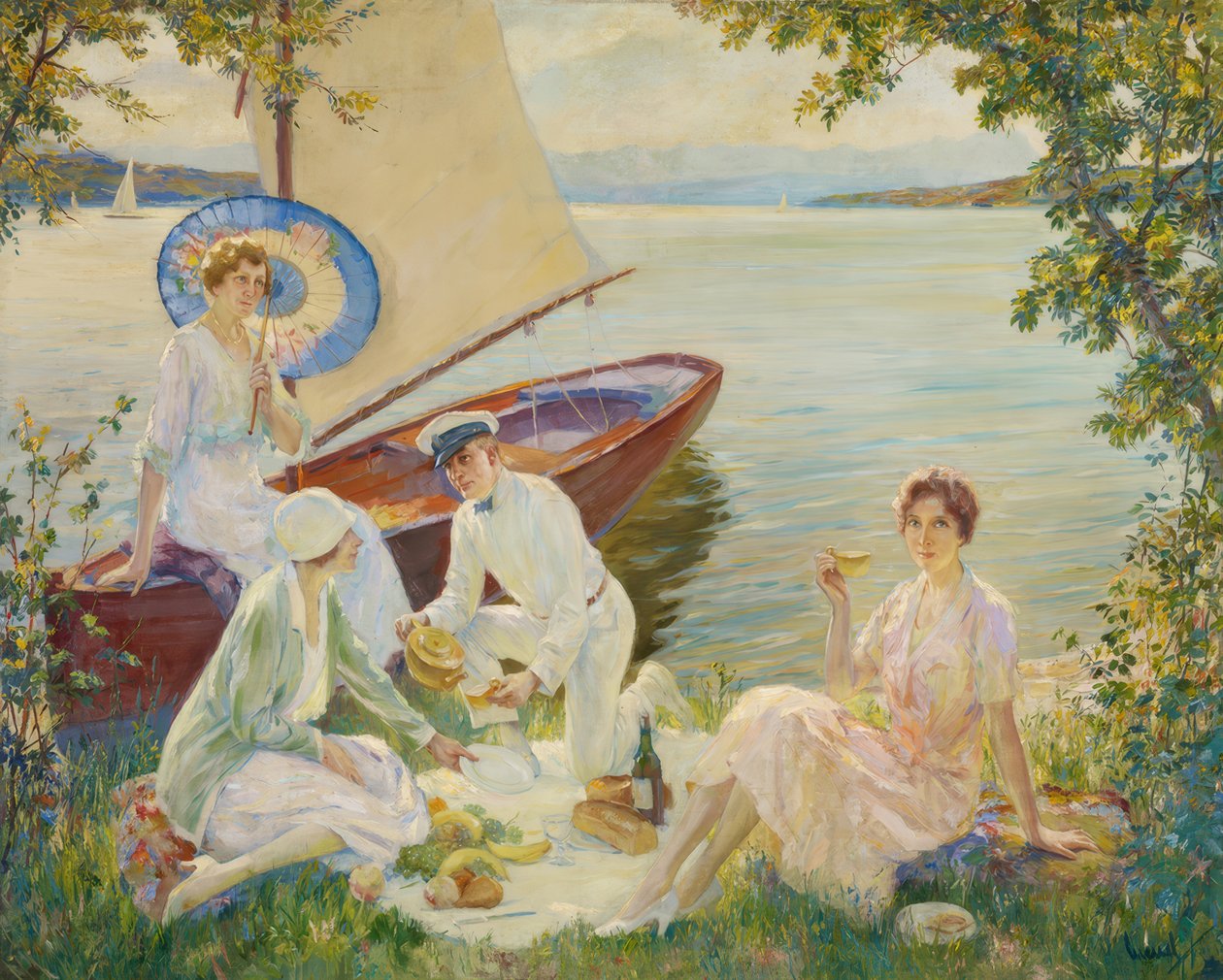 Picnic ved Starnbergsøen af Edward Cucuel