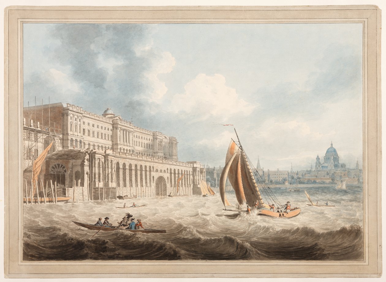Somerset House fra Themsen af Edward Dayes