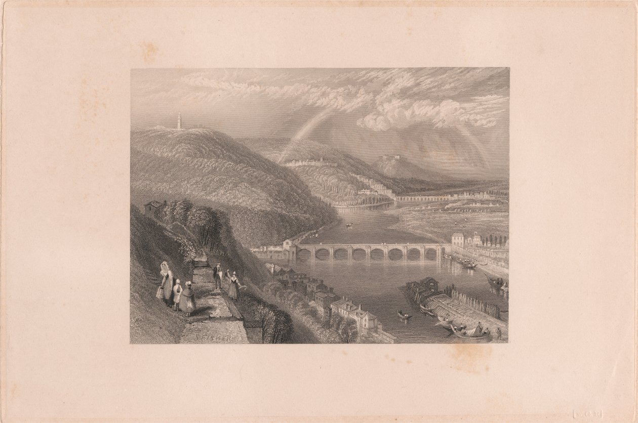 Bridge of St. Cloud fra Sevres af Edward Francis Finden