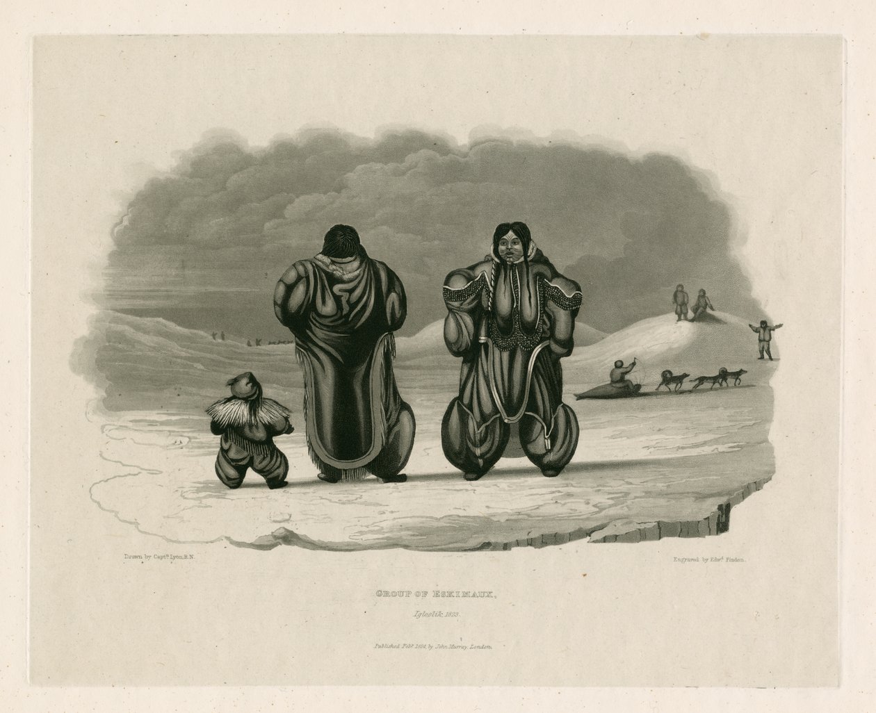 Gruppe af Eskimaux, Igloolik af Edward Francis Finden