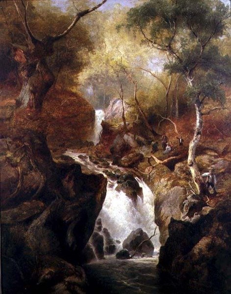 Vandfald gennem et skovområde af Edward Henry Holder
