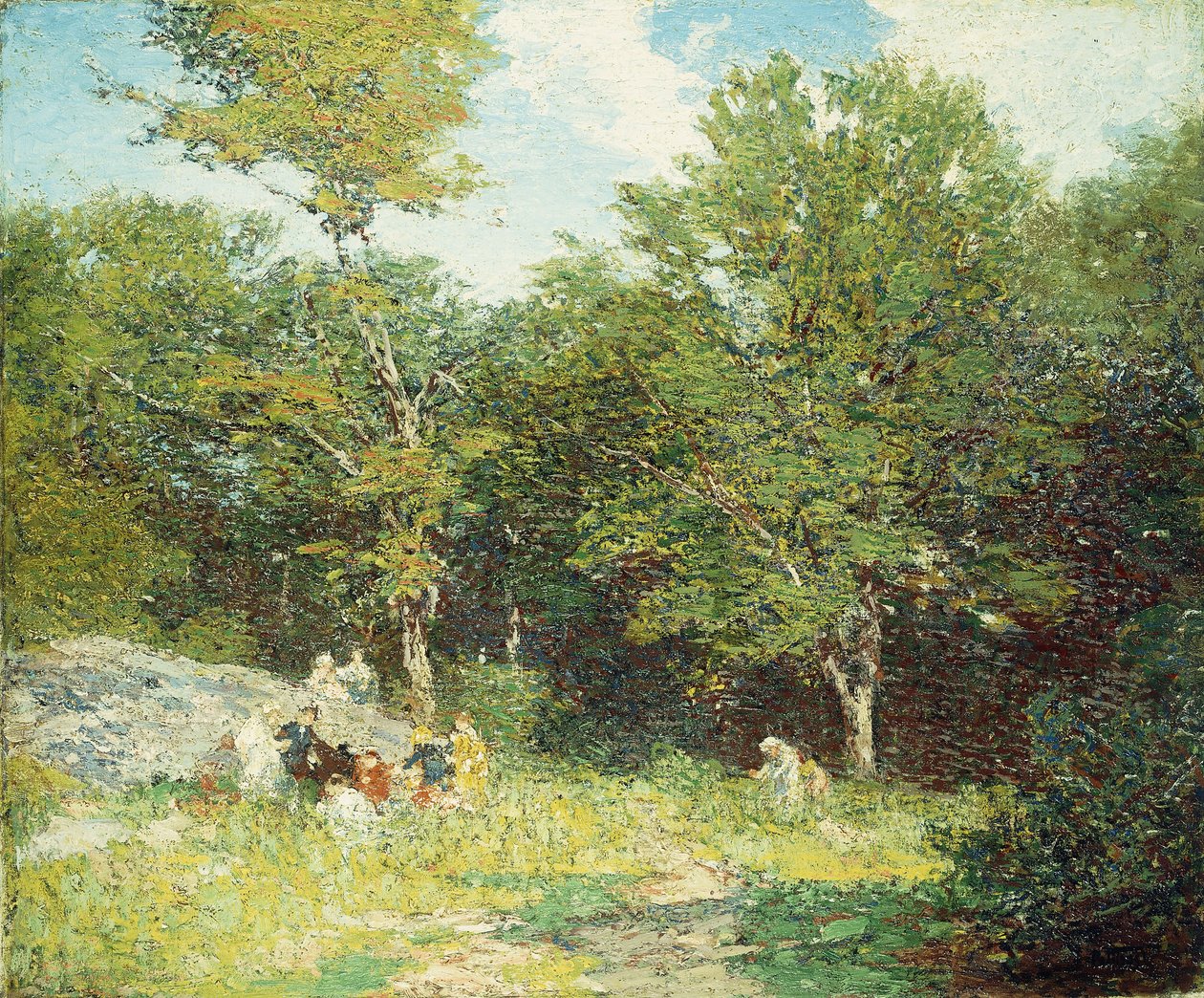 Plukker blomster, af Edward Henry Potthast